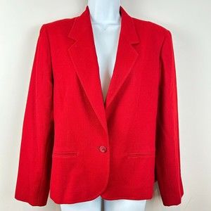 Pendleton True Red One Button Classic Wool Blazer Size Medium USA Made